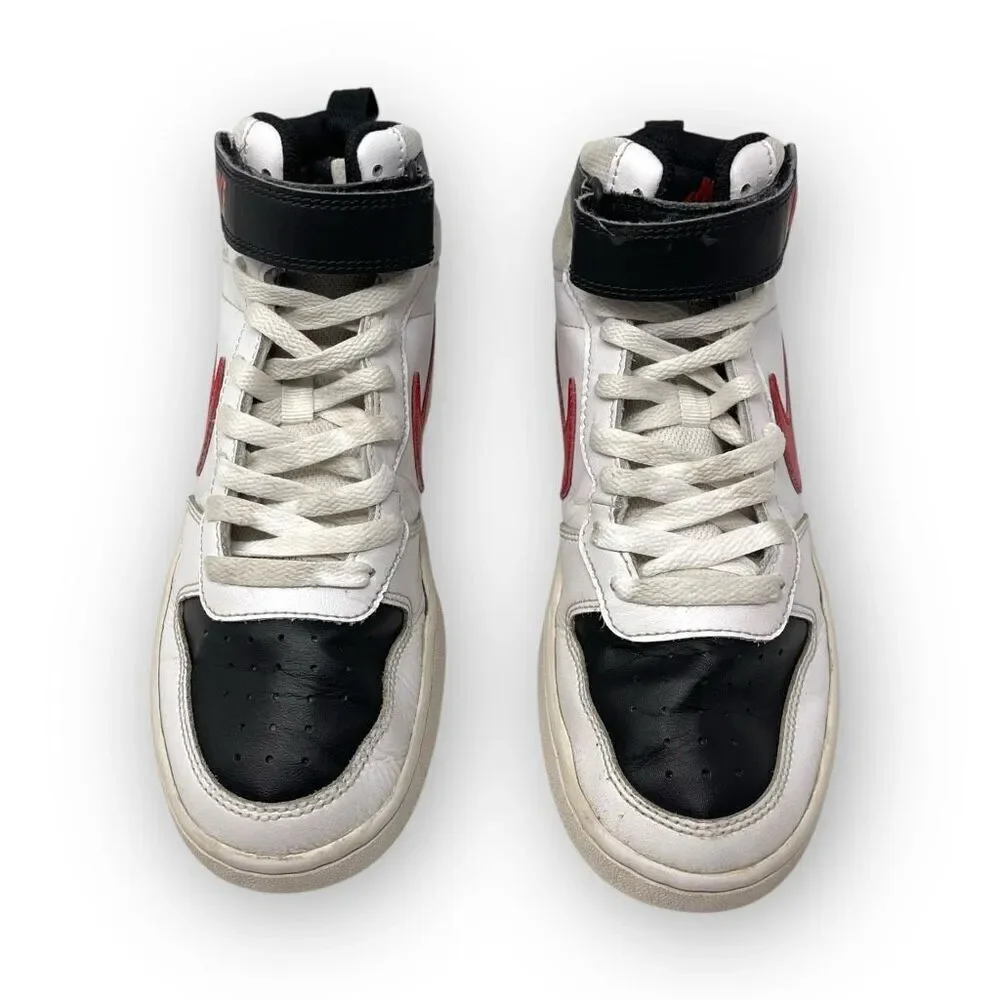 Nike Court Borough Mid 2 High Top Sneakers White Red Shoe CD7782-110 Youth 6Y